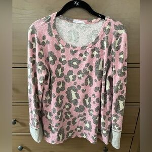 Wildfox Pink Leopard Print Sweater Macaron